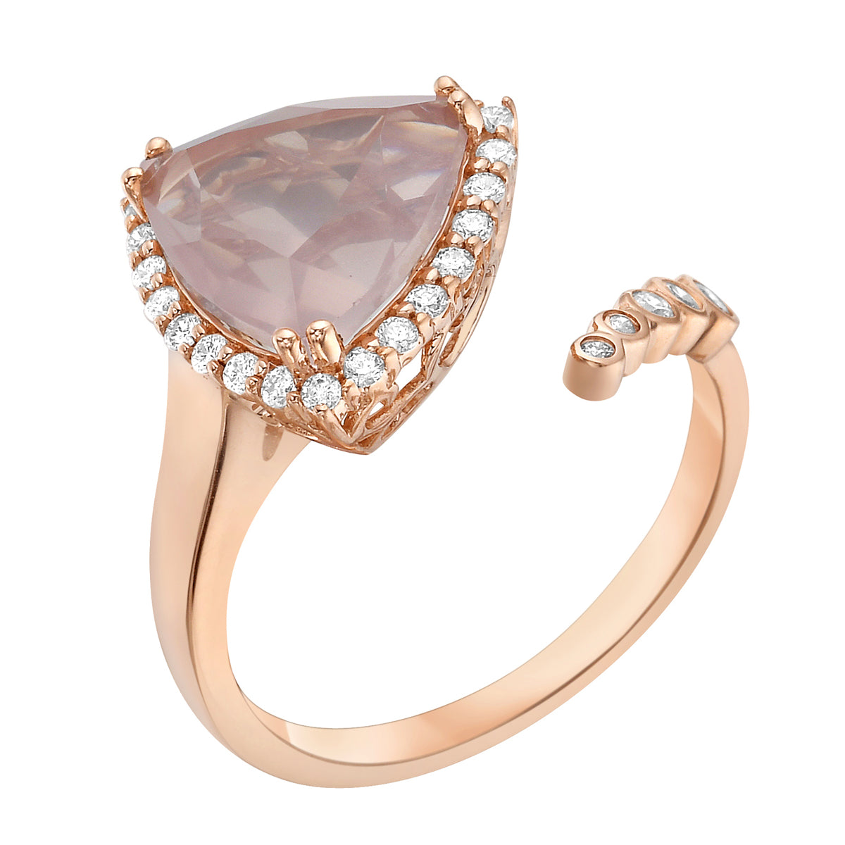 14K Rose Gold Rose Quartz Ring, 3.19ct