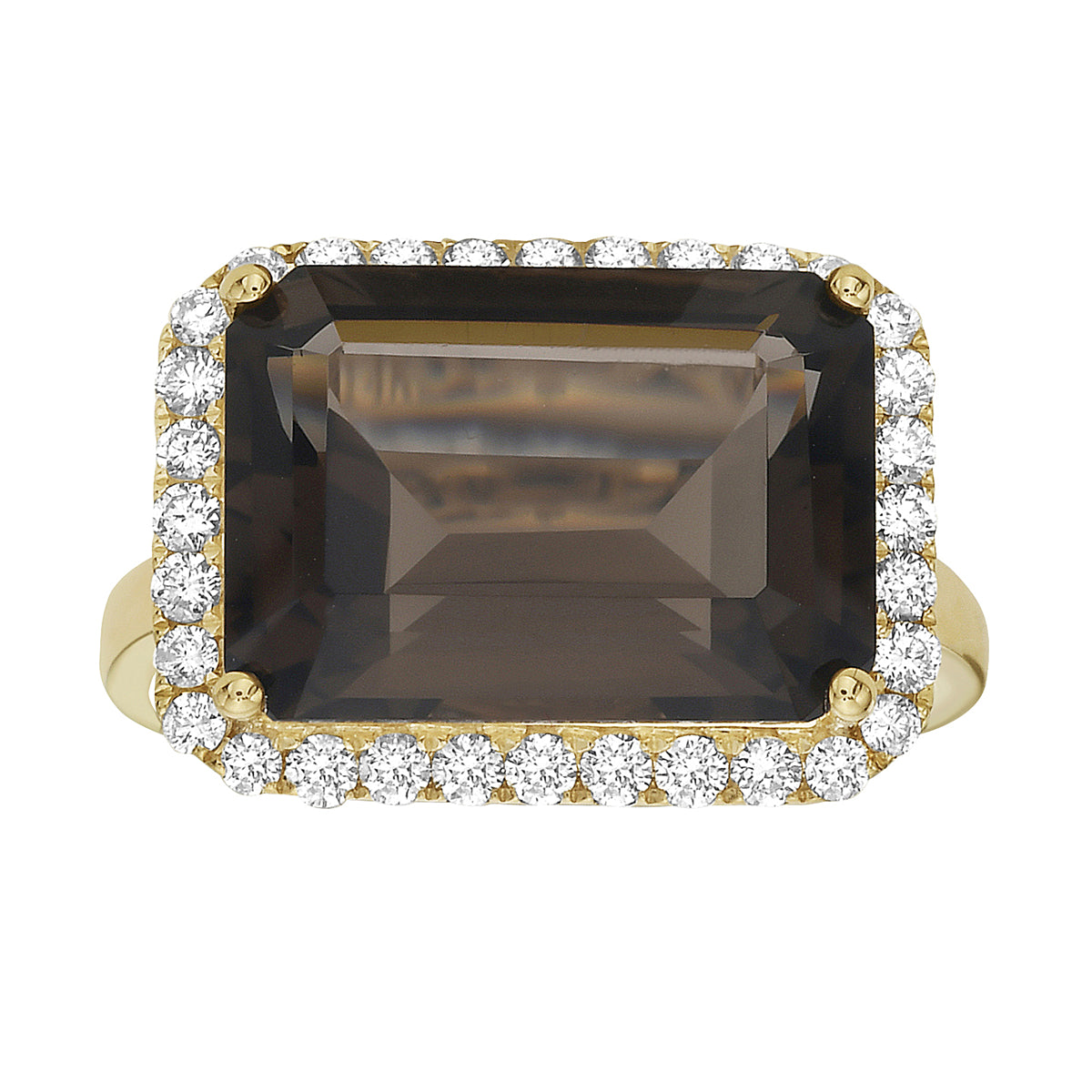 14K Yellow Gold Smokey Quartz Ring, 6.61ct