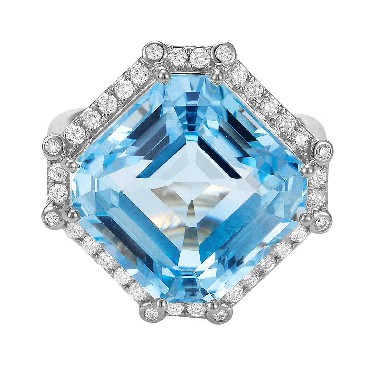 14K White Gold Sky Blue Topaz Ring, 16.24ct