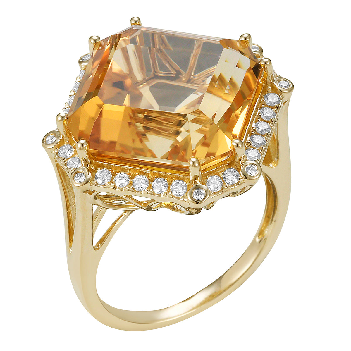 14K Yellow Gold Citrine Ring, 12.6ct