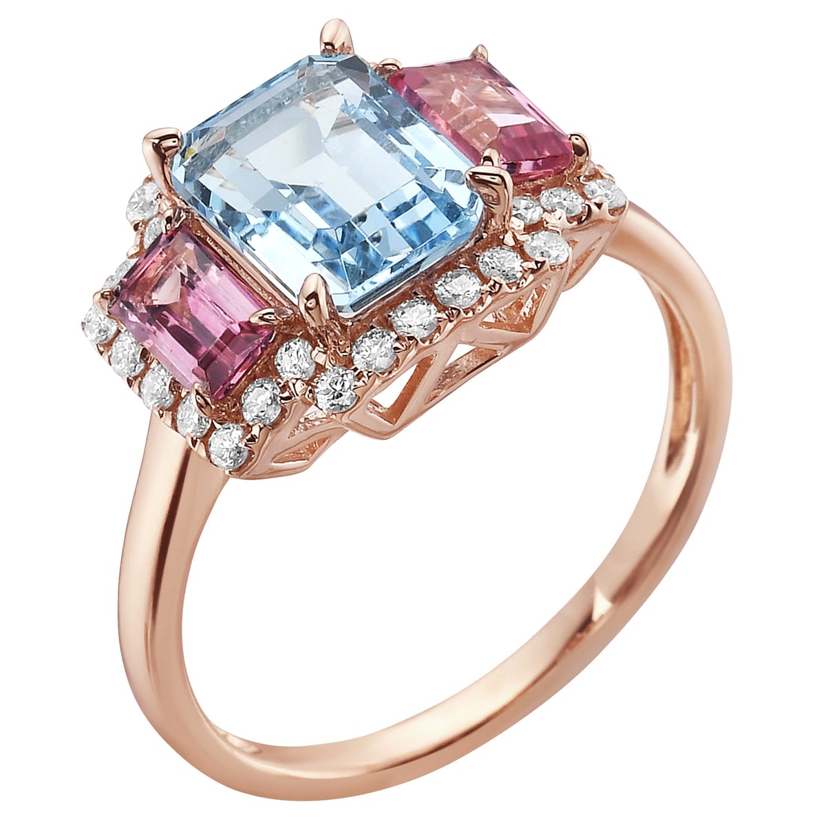 14K Rose Gold Blue Topaz Ring, 2.23ct
