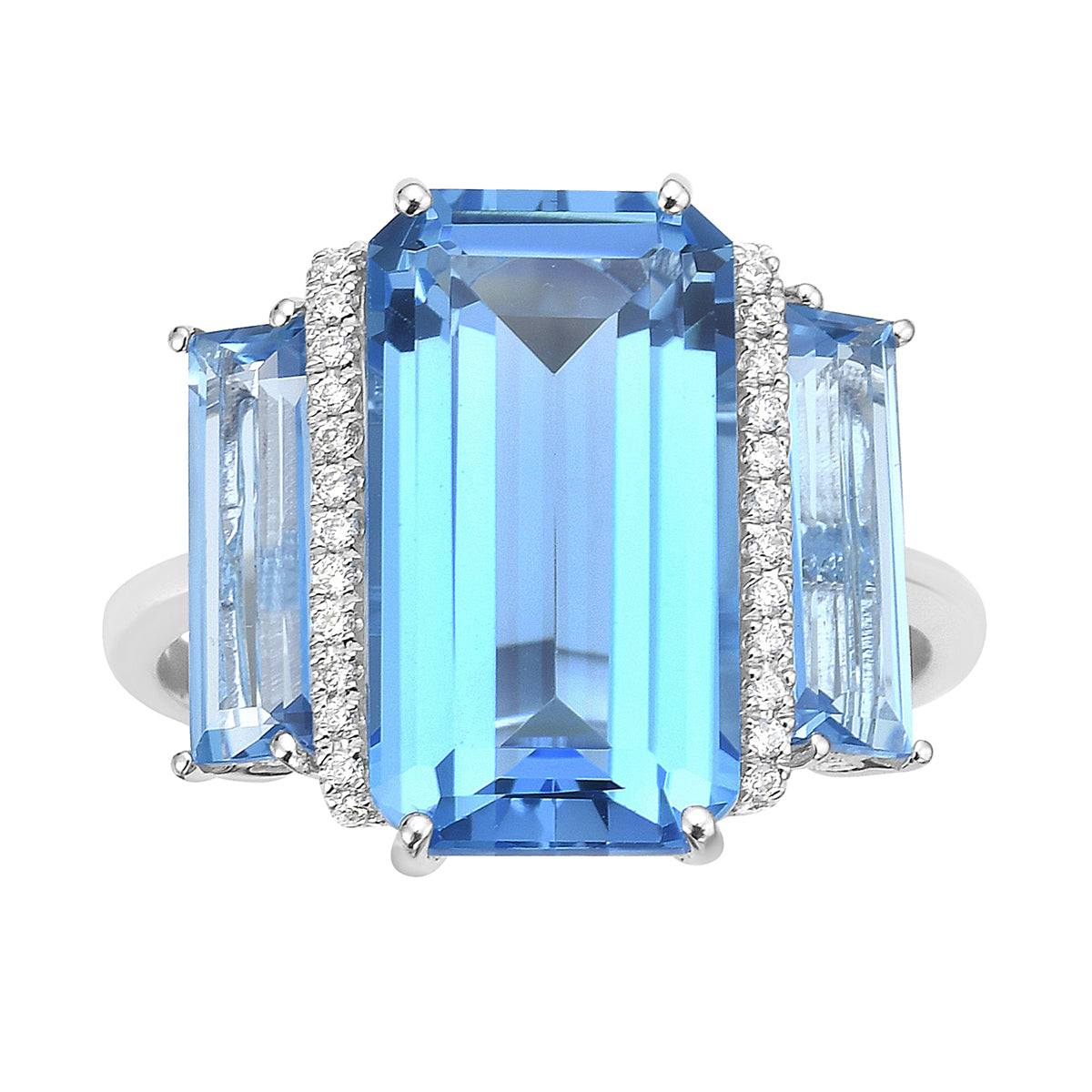 14K White Gold Sky Blue Topaz Ring, 8.43ct