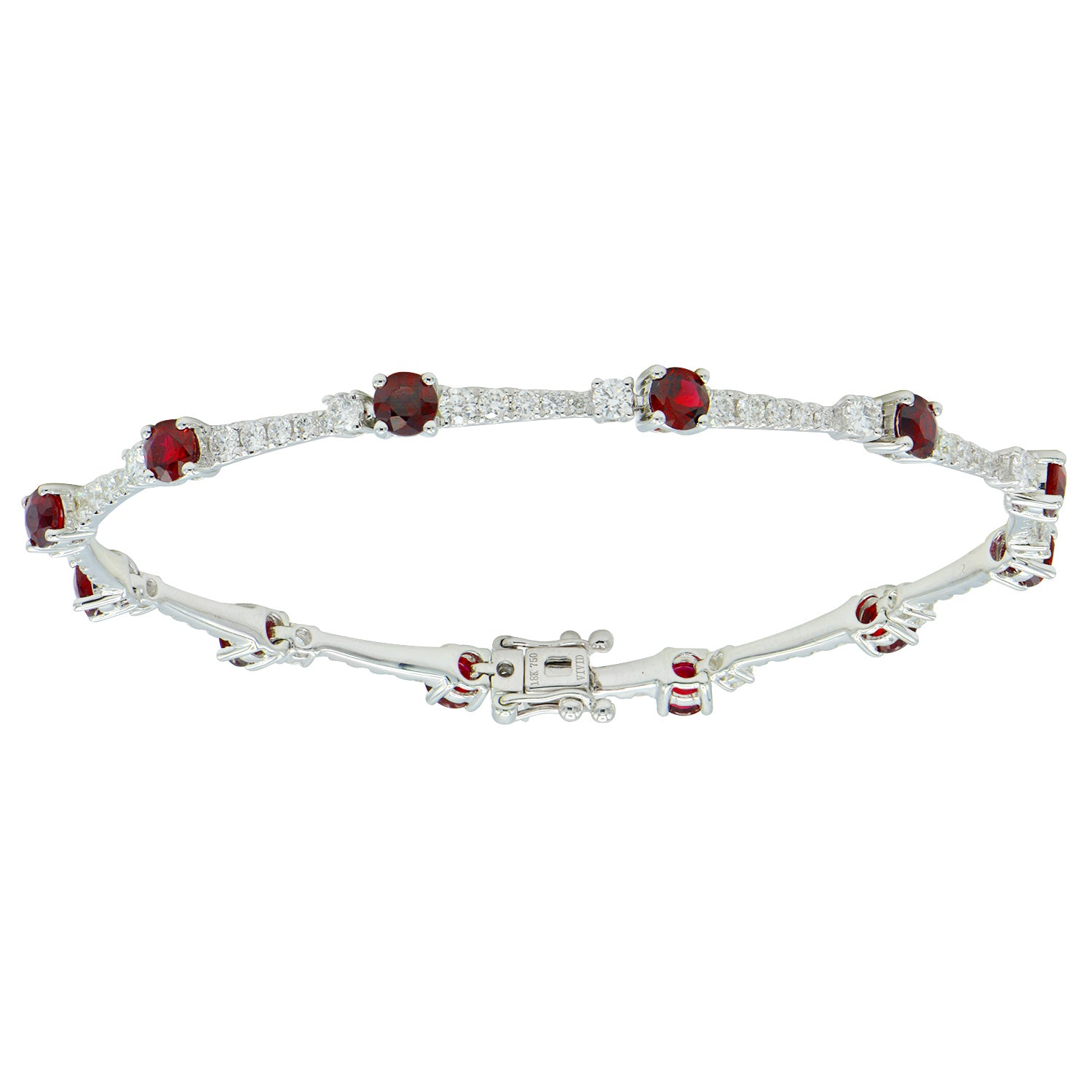 18K White Gold Ruby Diamond Bracelet, 2.77ct