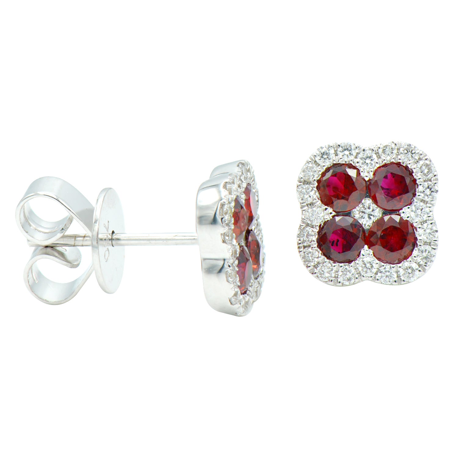 Clover  Ruby and Diamond Earrings