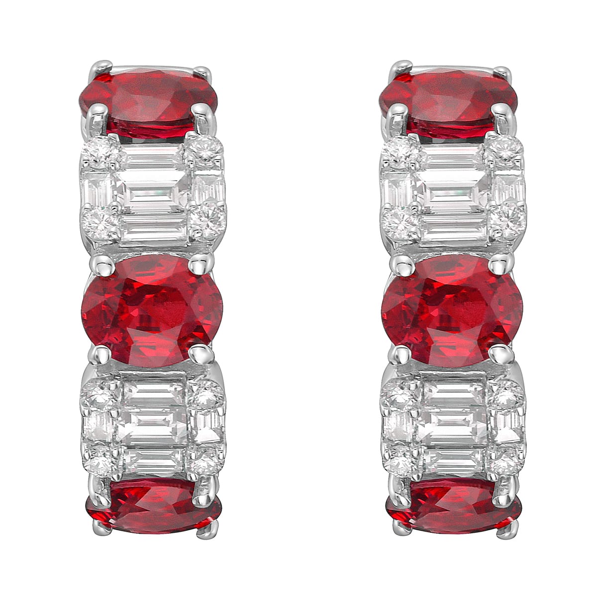 18K White Gold Ruby Earrings, 2.61ct