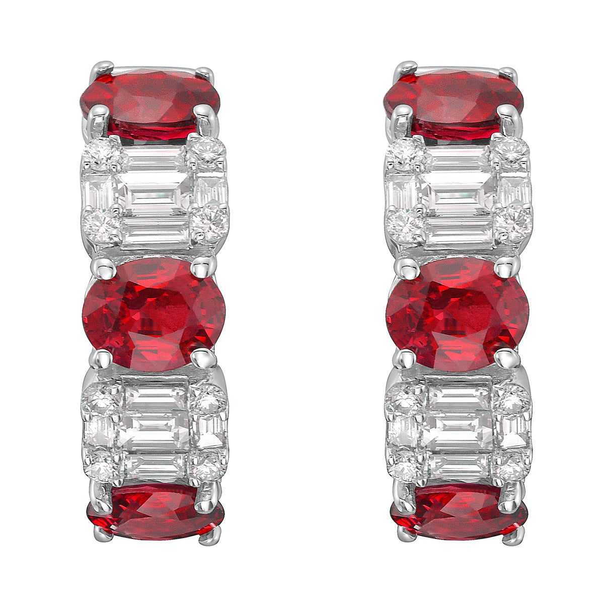 18K White Gold Ruby Earrings, 2.61ct