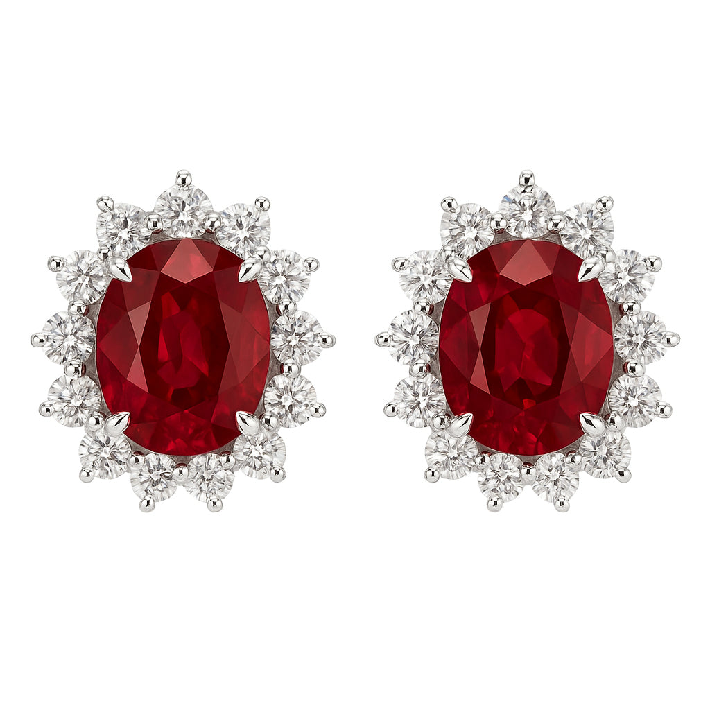 Handmade 18K White Gold Ruby Earrings, 2.33ct