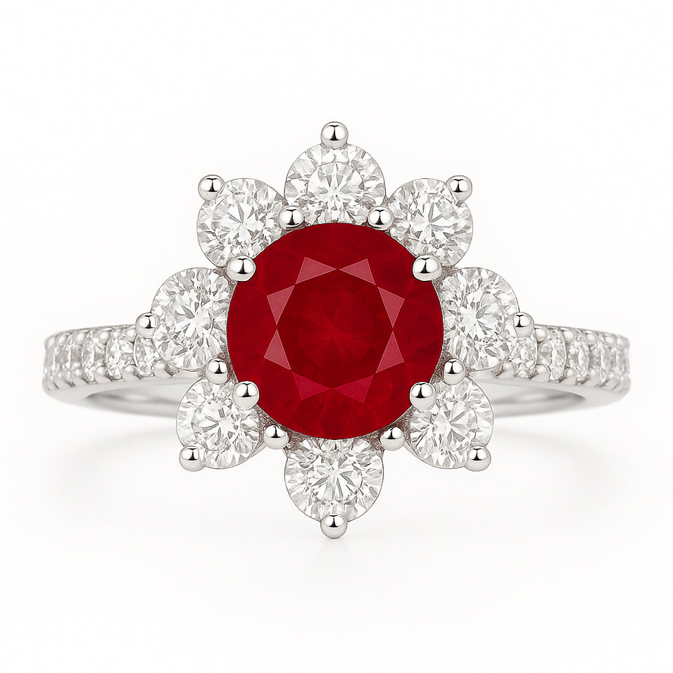 18K White Gold Ruby Ring, 0.59ct