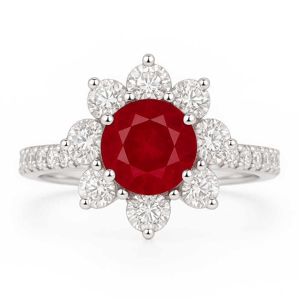 18K White Gold Ruby Ring, 0.59ct