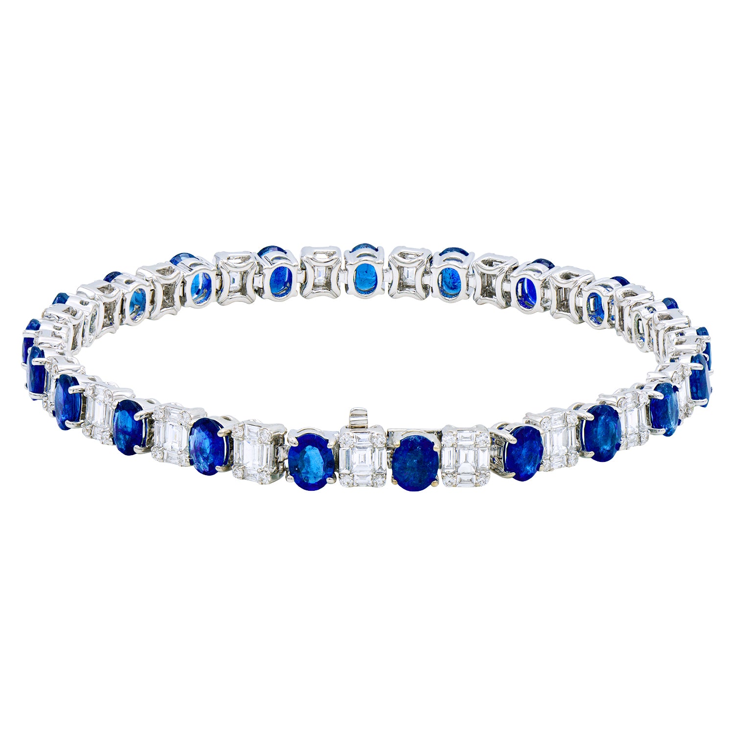 18K White Gold Blue Sapphire Bracelet, 11.12ct