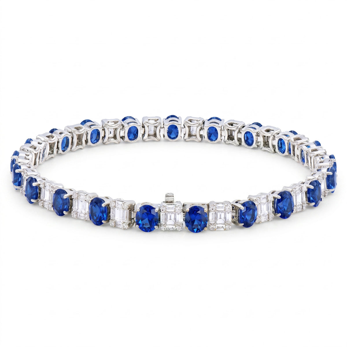 18K White Gold Blue Sapphire Bracelet, 11.12ct
