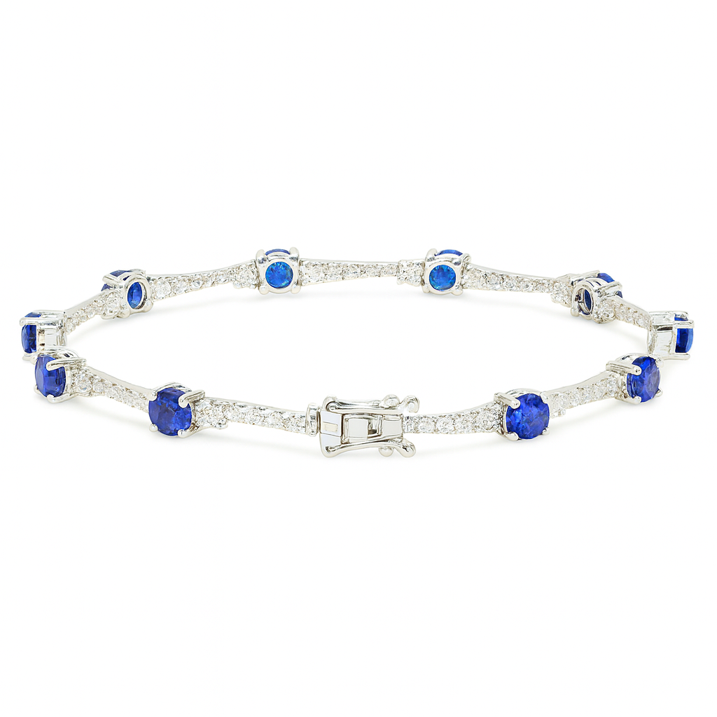 18K White Gold Blue Sapphire Bracelet, 2.38ct