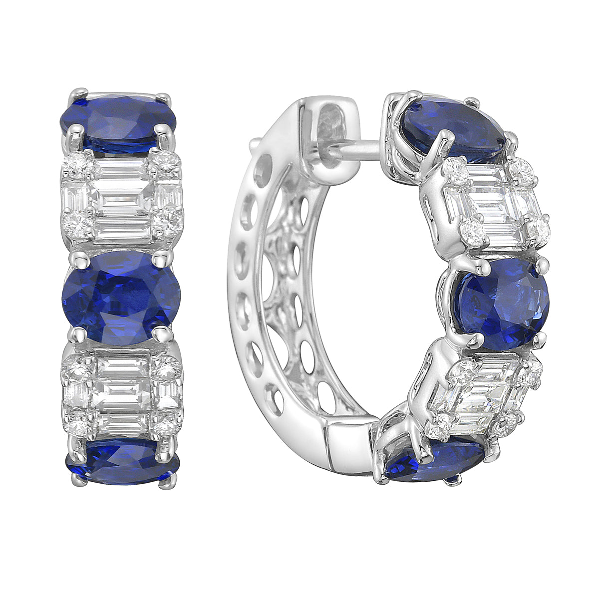 18K White Gold Blue Sapphire Earrings, 2.78ct
