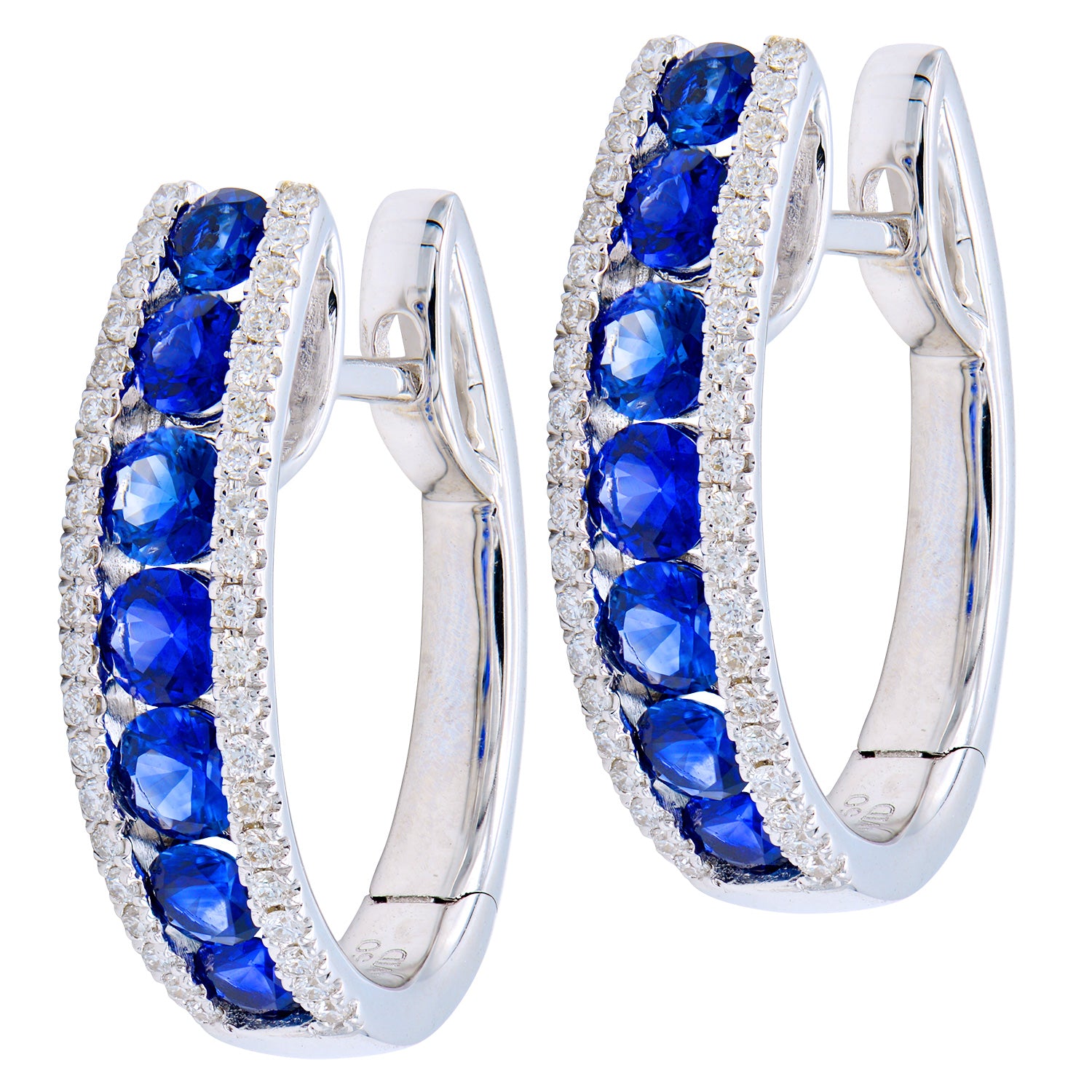 14K White Gold Blue Sapphire Earrings, 1.63ct