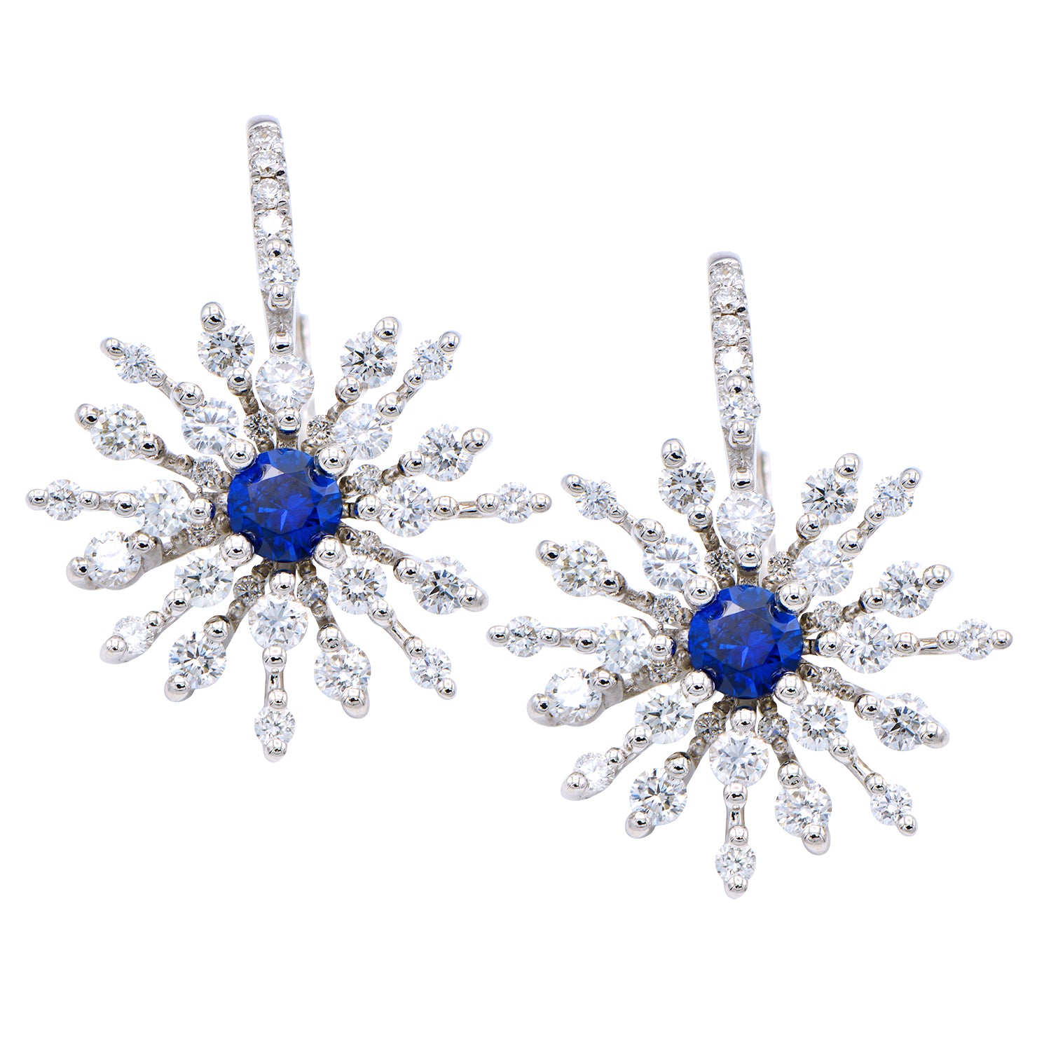 14K White Gold Blue Sapphire Earrings