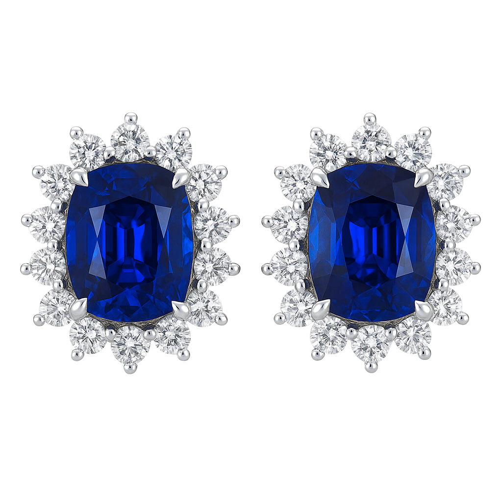 Handmade 18K White Gold Blue Sapphire Earrings, 2.29ct