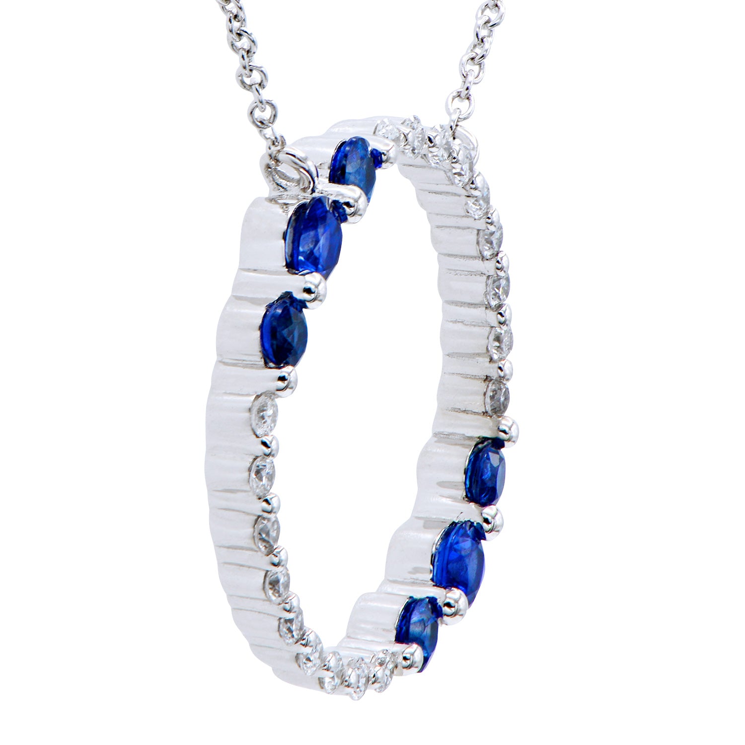 Sapphire and Diamond Circle Necklace