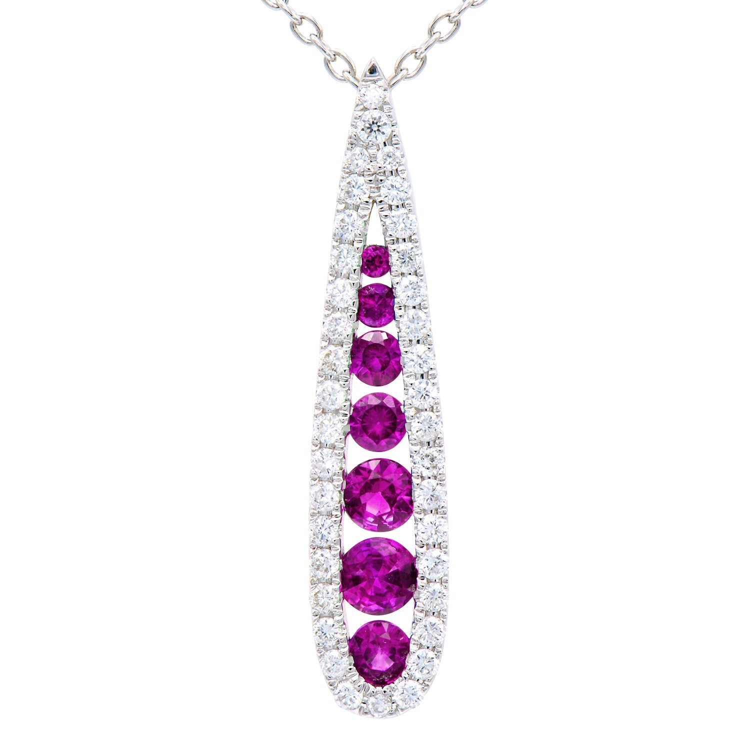 14K White Gold Pink Sapphire Pendant, 0.53ct