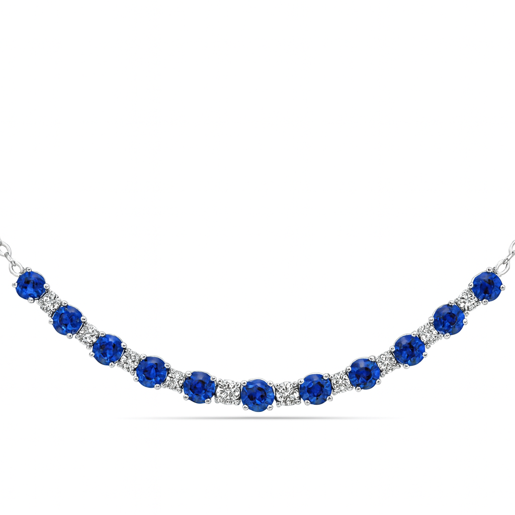 18K White Gold Blue Sapphire Pendant, 3.4ct