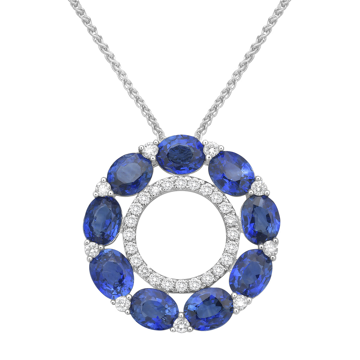 18K White Gold Blue Sapphire Pendant, 3.75ct