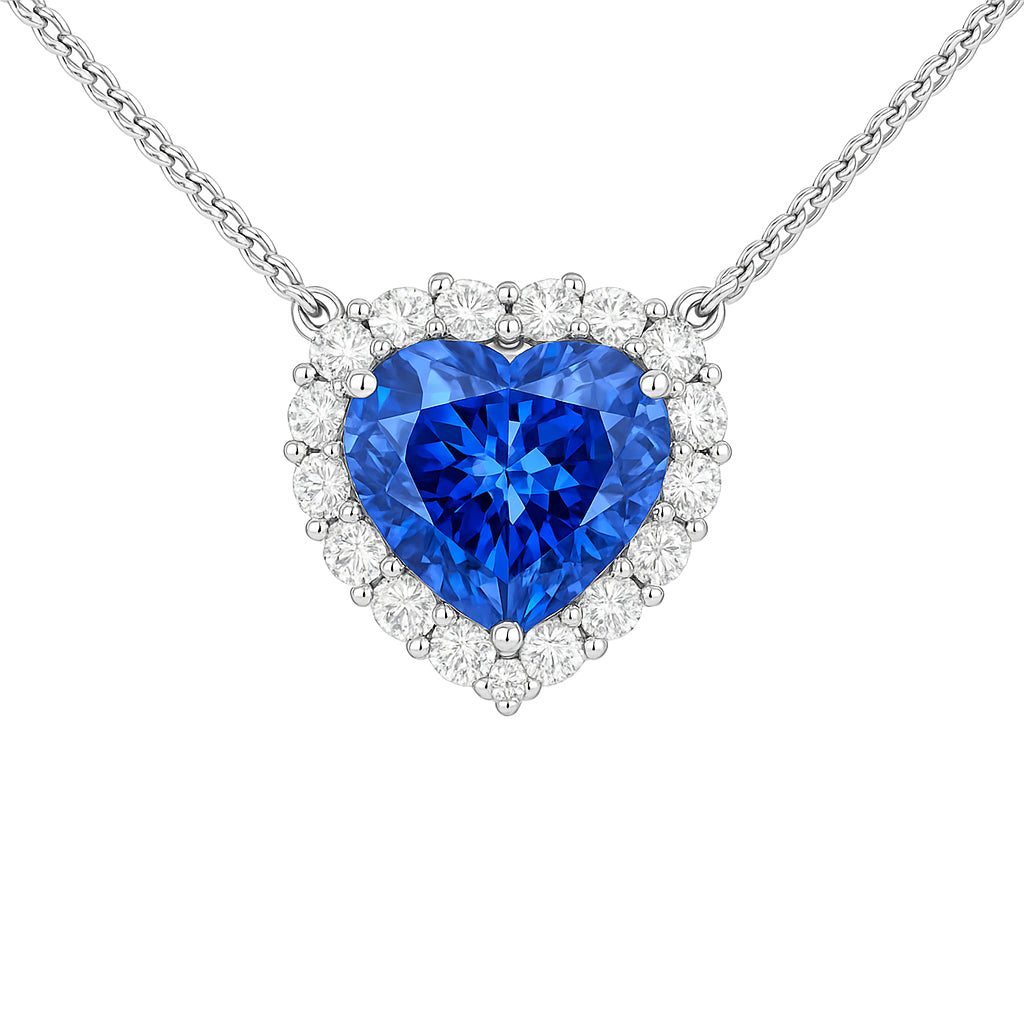 Handmade 18K White Gold Blue Sapphire Pendant, 2.26ct