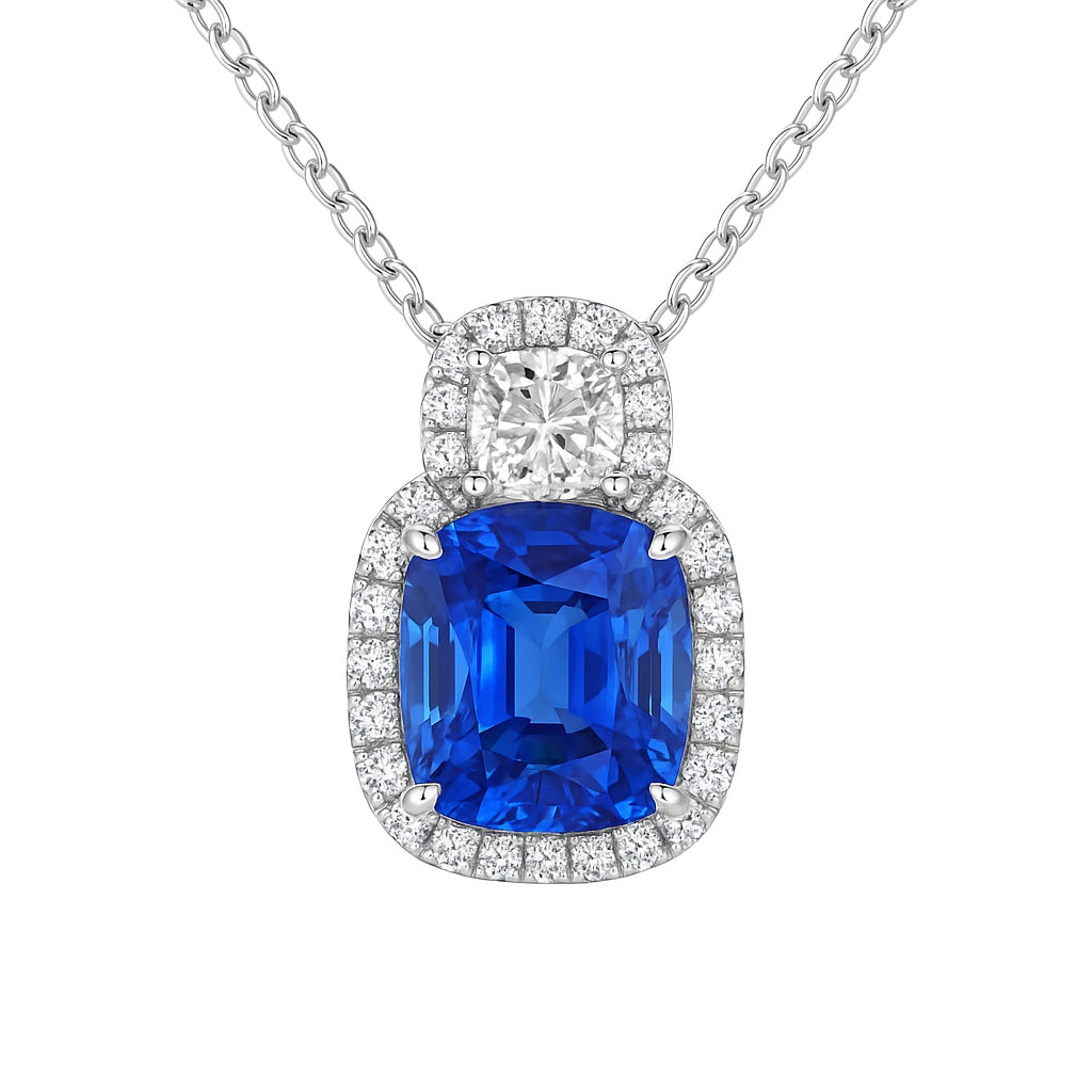 Handmade 18K White Gold Blue Sapphire Pendant, 2.36ct