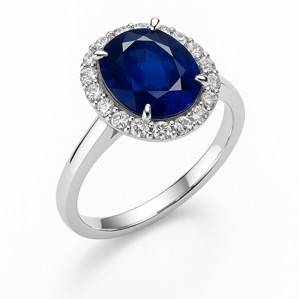 Handmade 18K White Gold Blue Sapphire Ring, 2.05ct