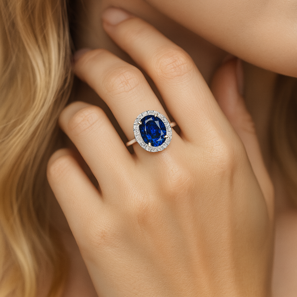 Handmade 18K White Gold Blue Sapphire Ring, 2.05ct