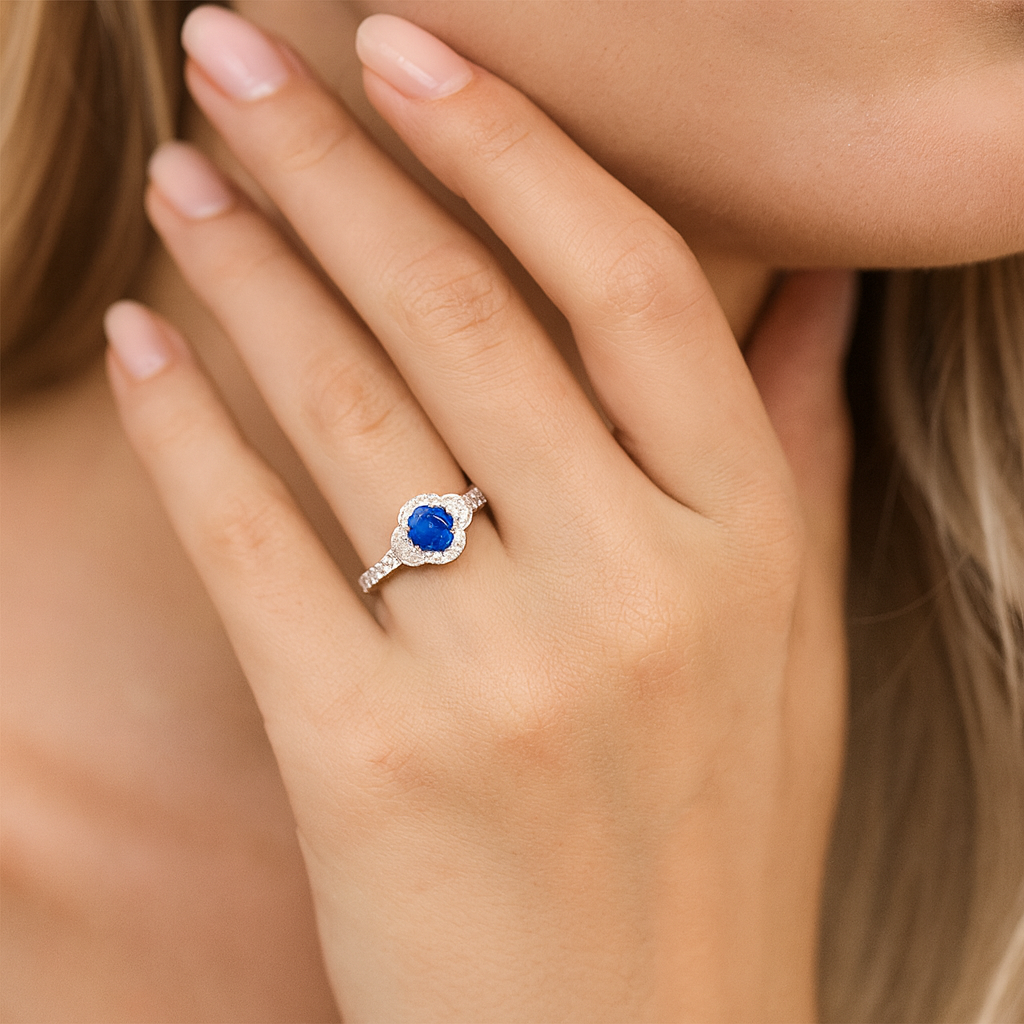 Handmade 18K White Gold Blue Sapphire Ring, 1.45ct