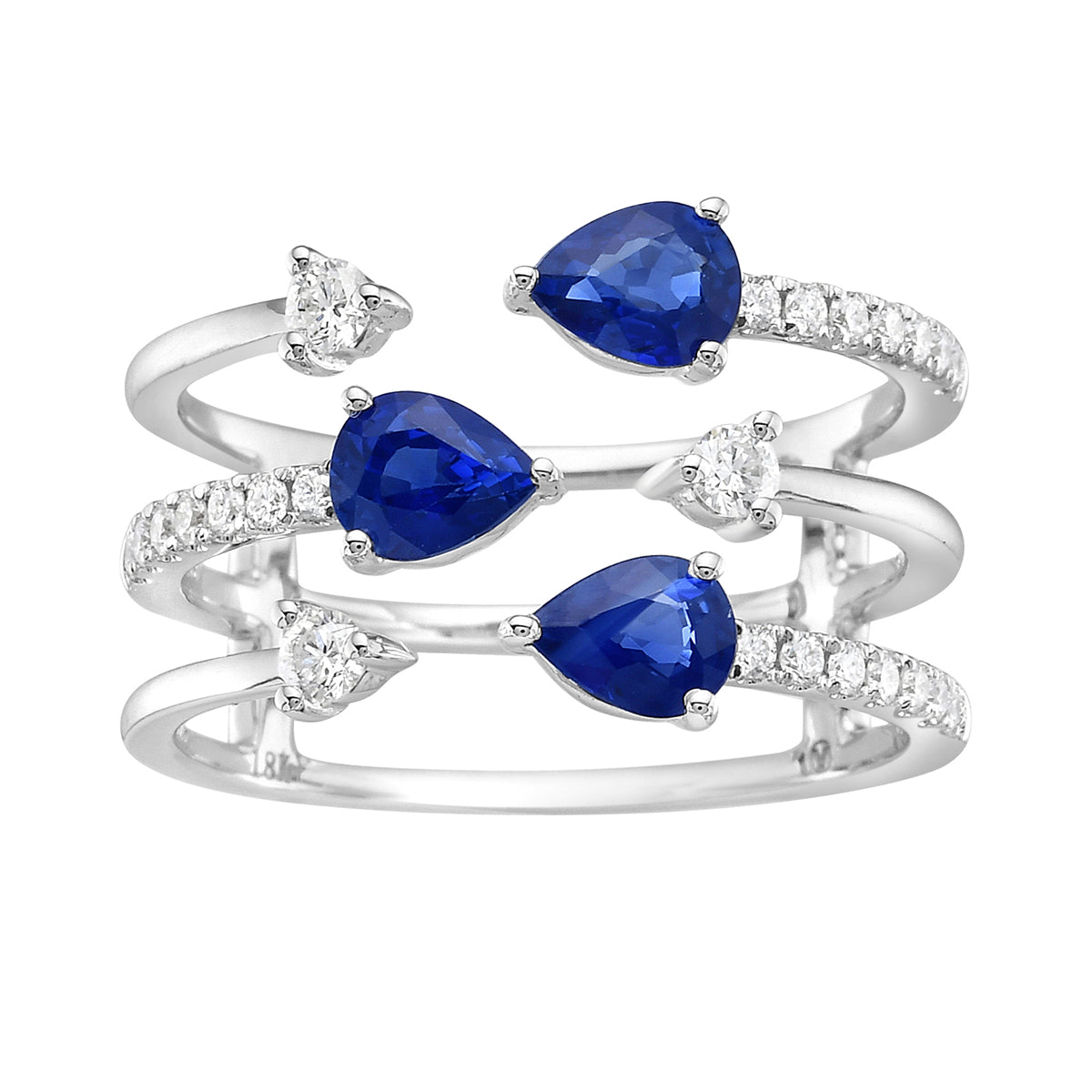 18K White Gold Blue Sapphire Fashion Ring, 1.29ct