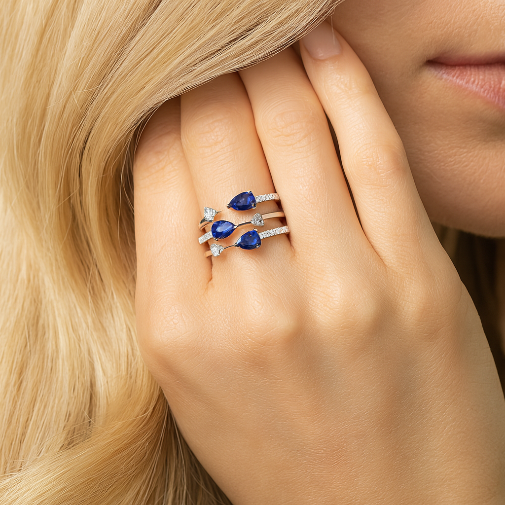 18K White Gold Blue Sapphire Fashion Ring, 1.29ct