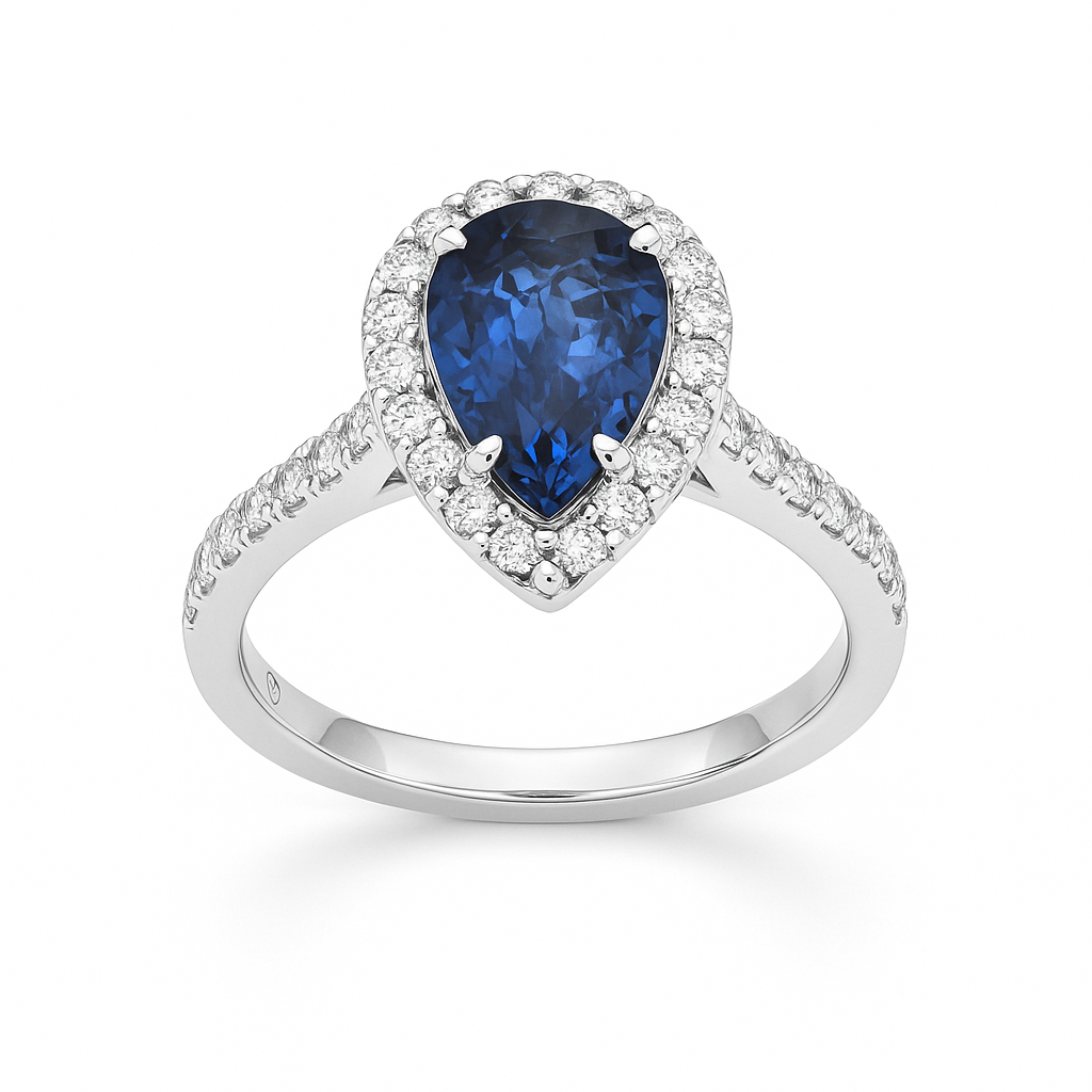 Handmade 18K White Gold Blue Sapphire Ring, 1.33ct