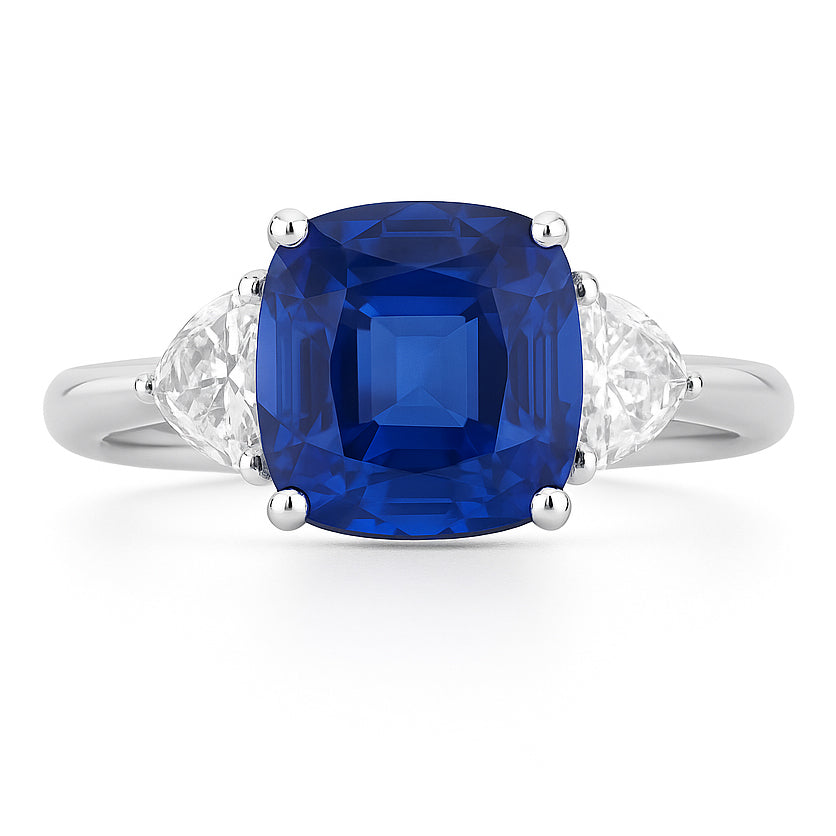 Handmade 18K White Gold Blue Sapphire Ring, 1.59ct