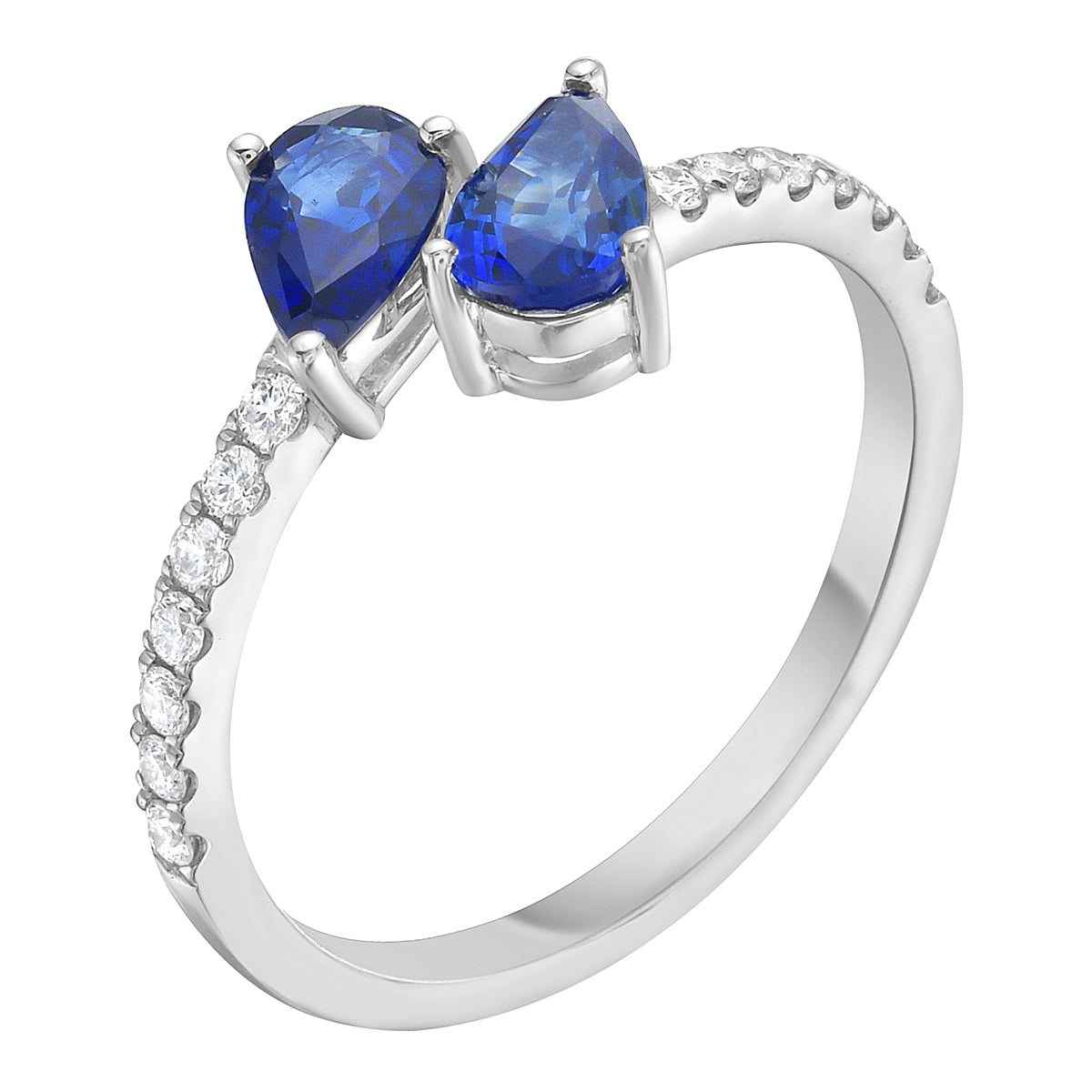 18K White Gold Sapphire Diamond Ring, 0.6ct