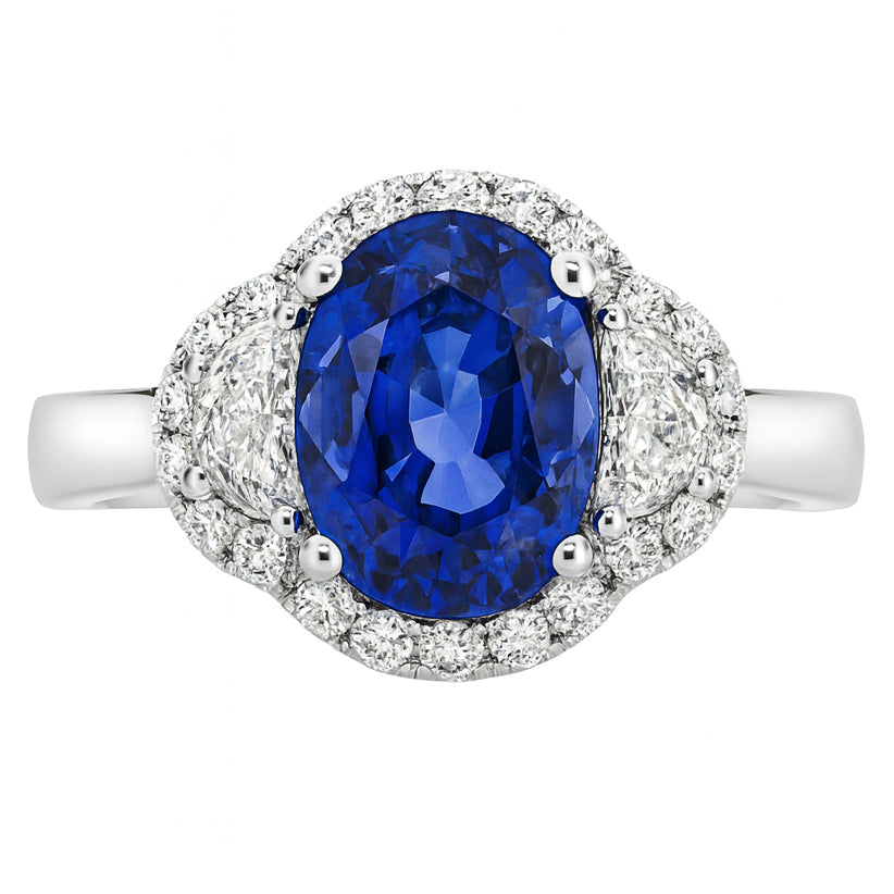 Handmade 18K White Gold Blue Sapphire Ring, 1.45ct
