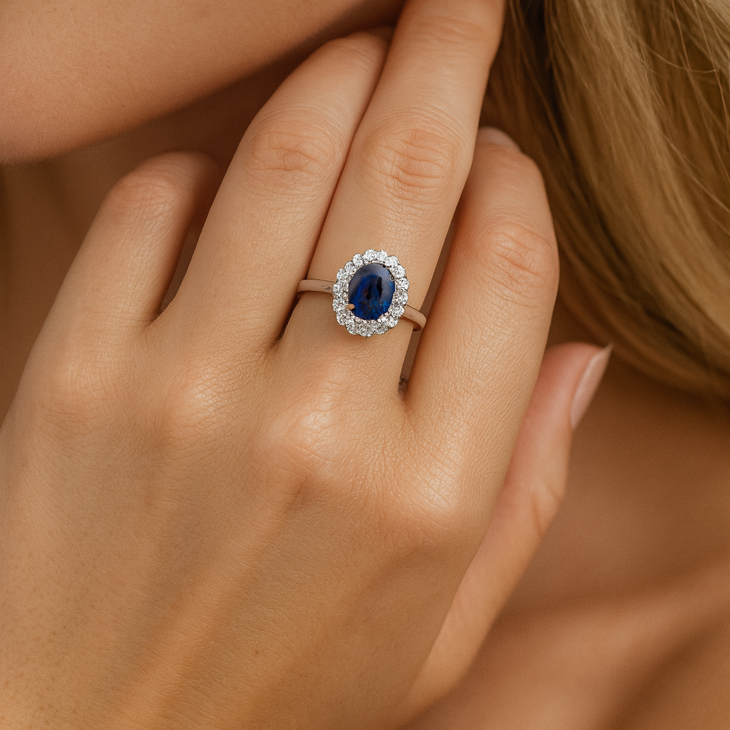 Handmade 18K White Gold Blue Sapphire Ring, 1.19ct