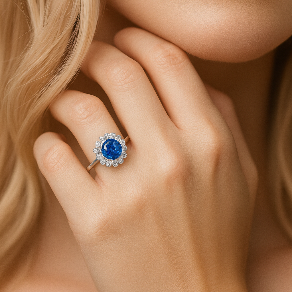 Handmade 18K White Gold Blue Sapphire Ring, 0.89ct