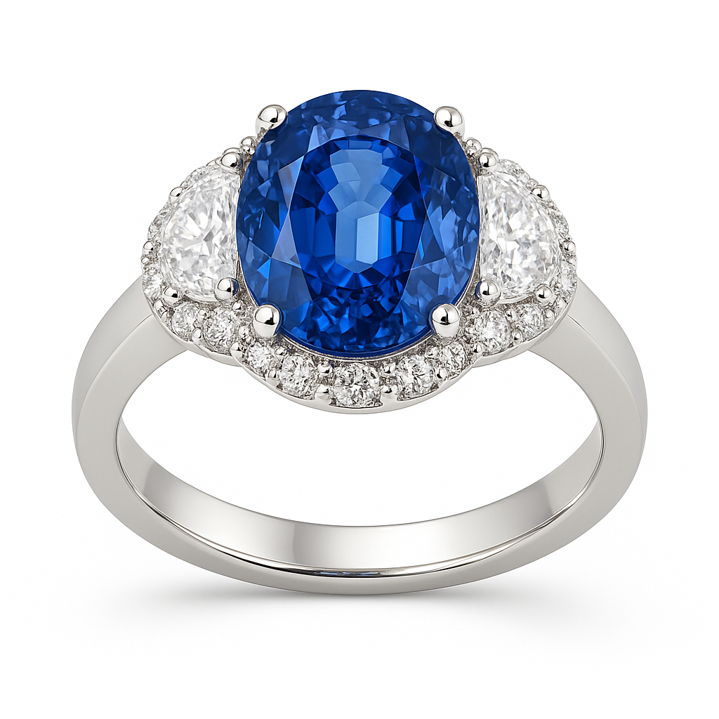 Handmade 18K White Gold Blue Sapphire Ring, 2.26ct