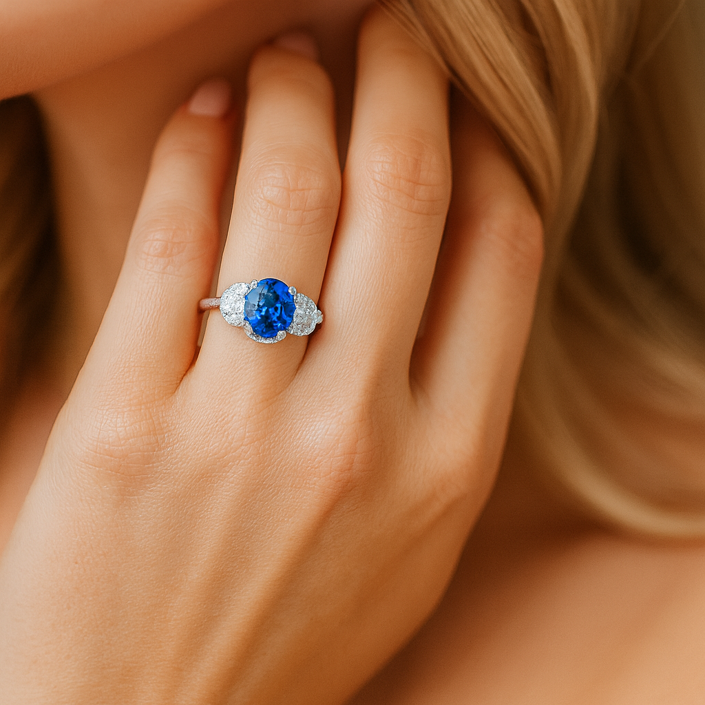 18K White Gold Blue Sapphire Ring, 1.71ct