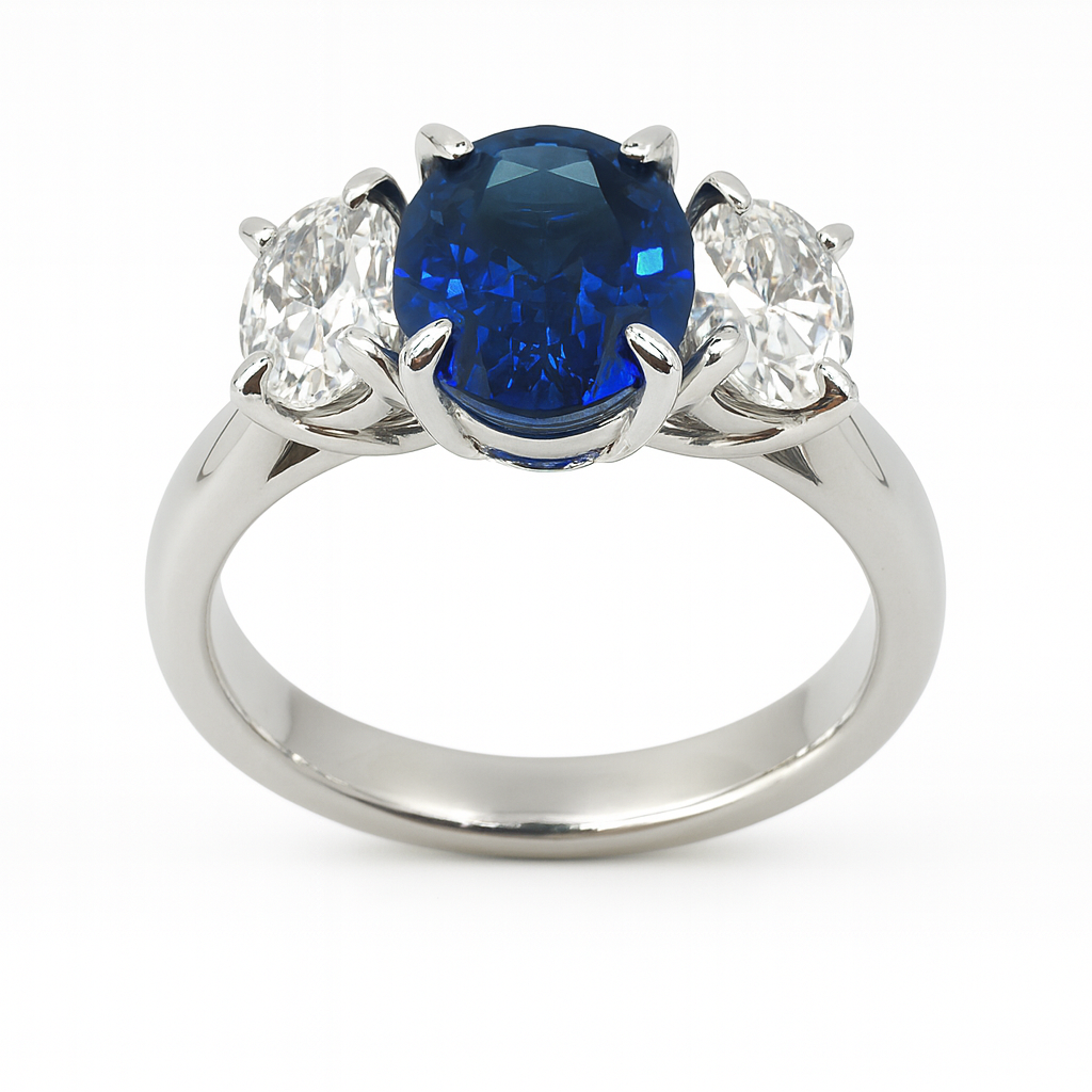Handmade 18K White Gold Blue Sapphire Ring, 2.36ct