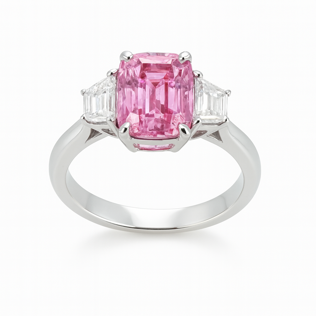 18K White Gold Pink Sapphire Ring, 1.48ct
