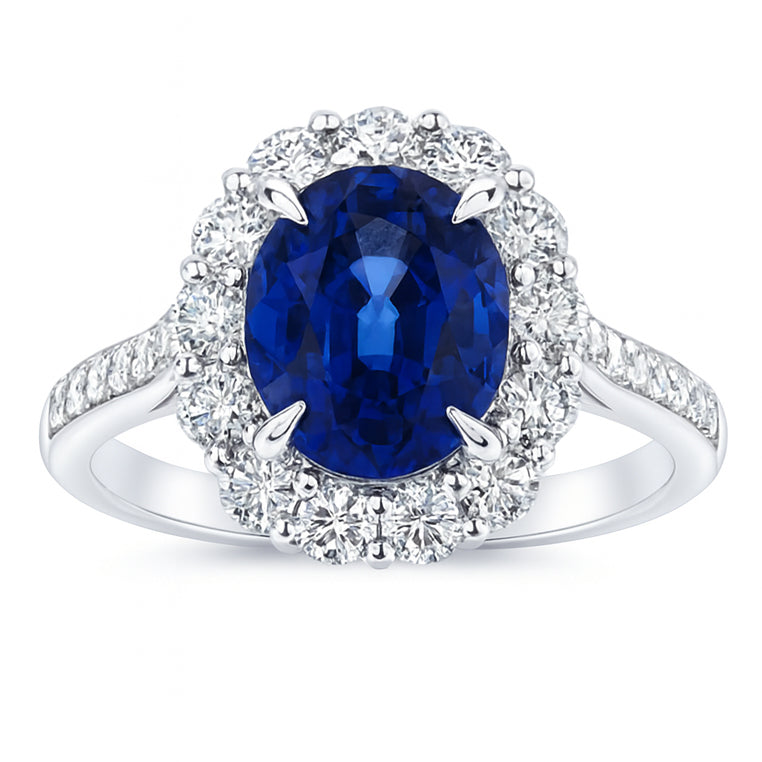 Handmade 18K White Gold Blue Sapphire Ring, 2.52ct