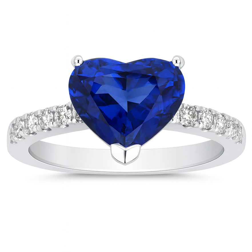 Handmade 18K White Gold Blue Sapphire Ring, 1.95ct