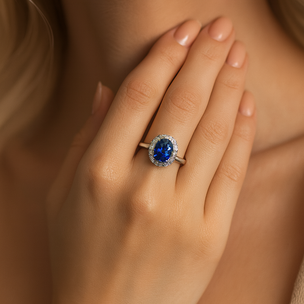 Handmade 18K White Gold Blue Sapphire Ring, 2.04ct