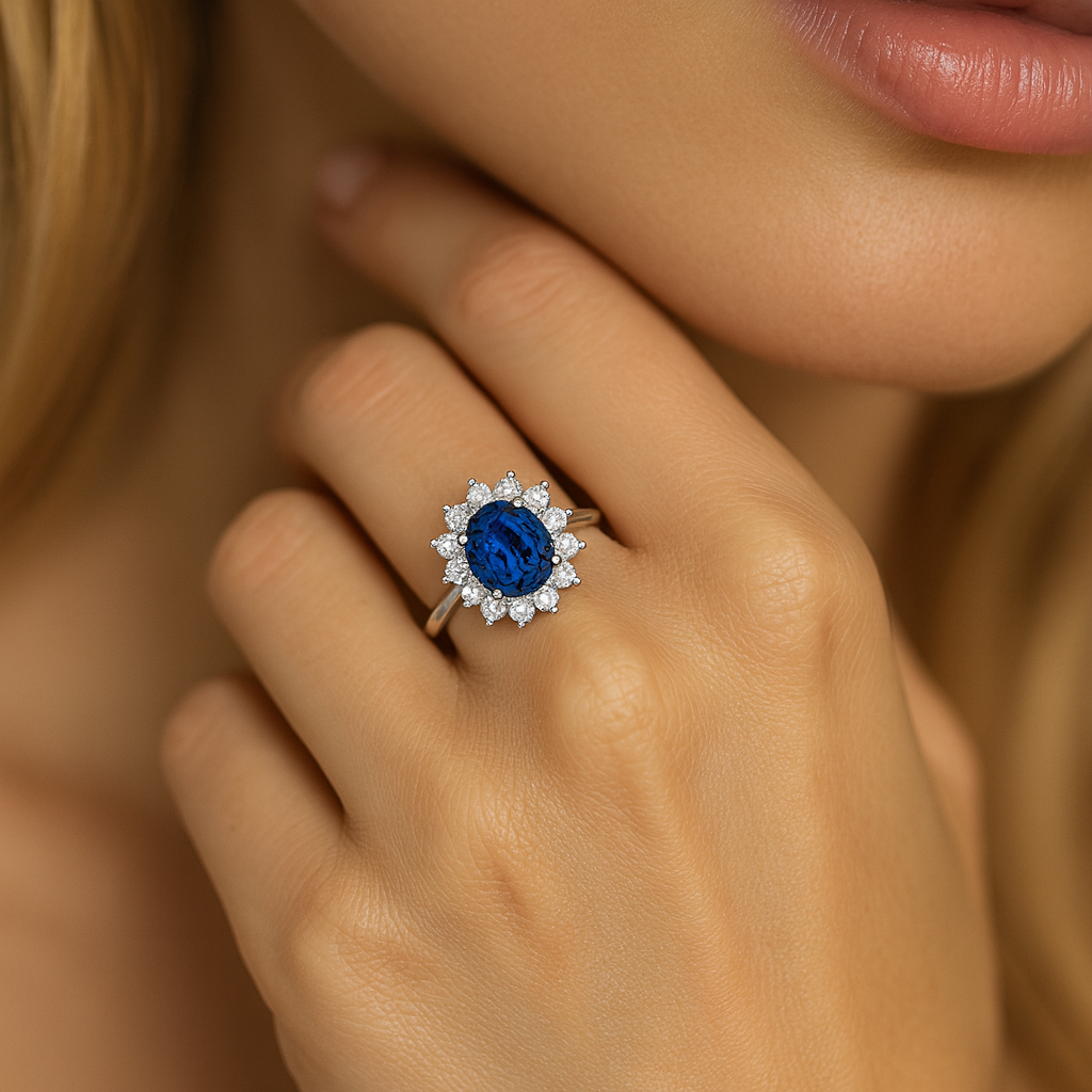 Handmade 18K White Gold Blue Sapphire Ring, 2.35ct