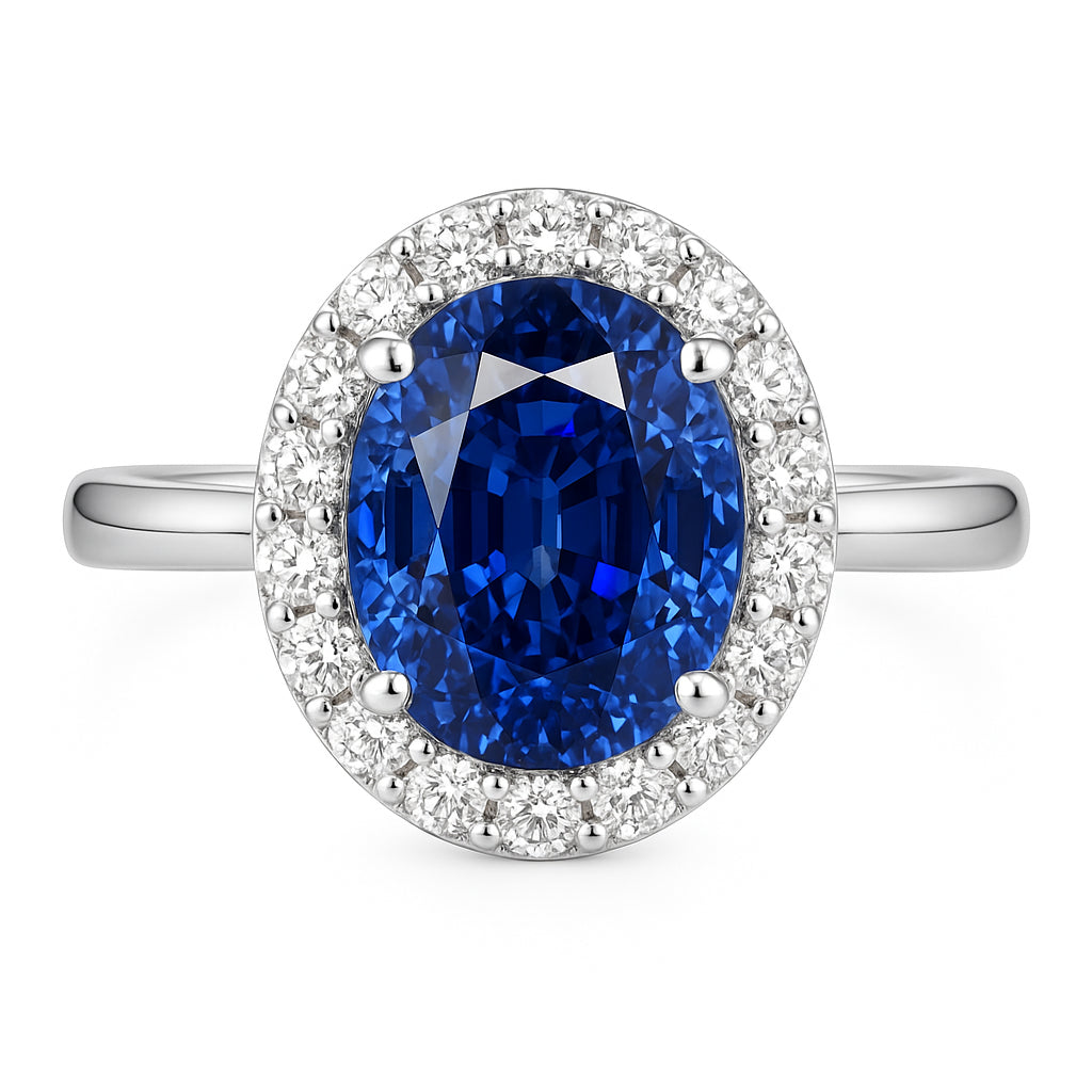 Handmade 18K White Gold Blue Sapphire Ring, 2.46ct