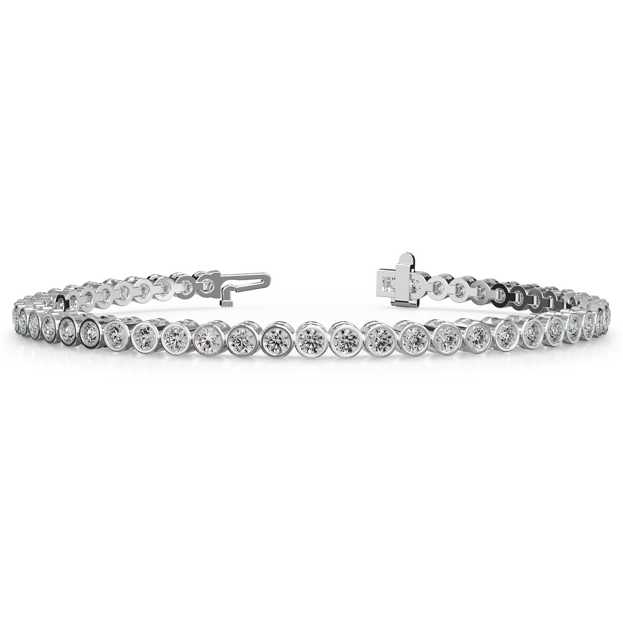 14K White Gold Diamond Tennis Bracelet, 2ct