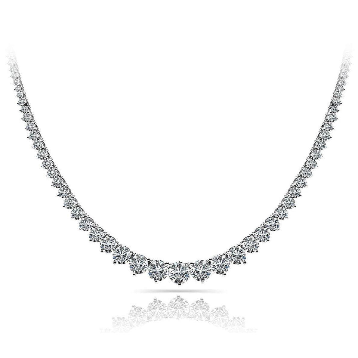 18K White Gold Diamond Tennis Necklace, 20ct